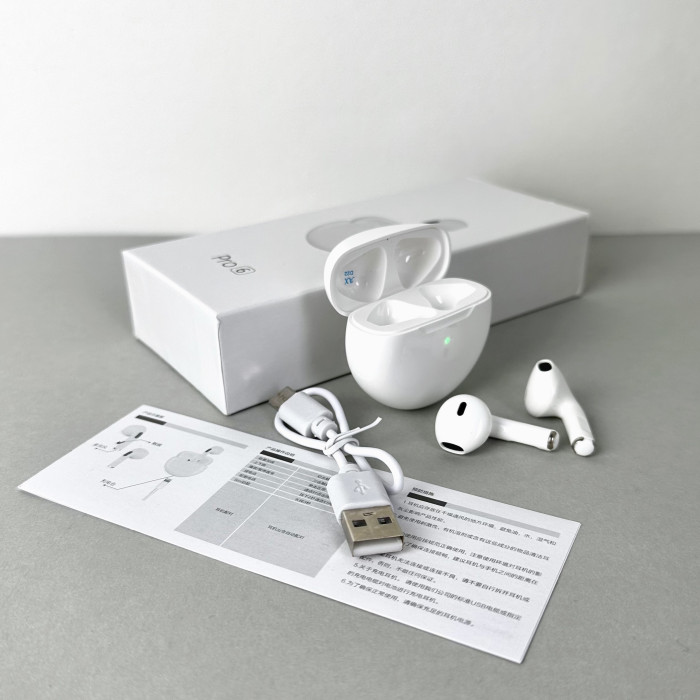 Беспроводные наушники Pro 6 series, EarBuds (Белый)