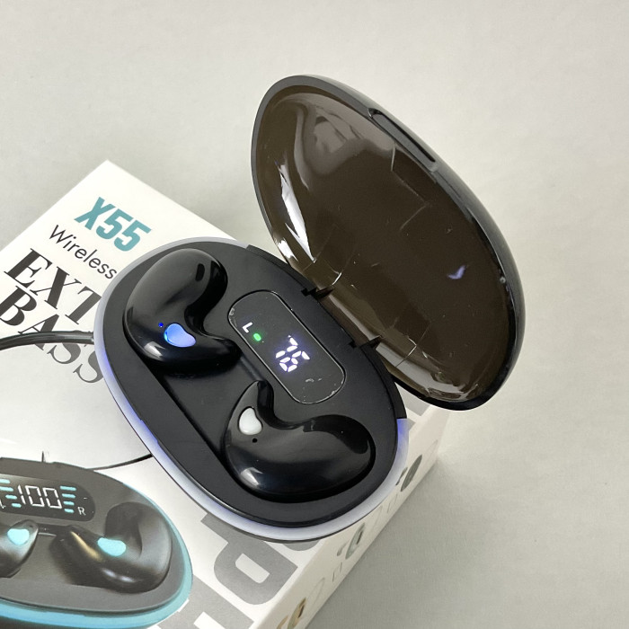 Беспроводные наушники X55 series, Extra Bass, Smart Case (Черный)
