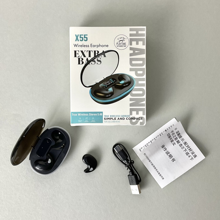 Беспроводные наушники X55 series, Extra Bass, Smart Case (Черный)